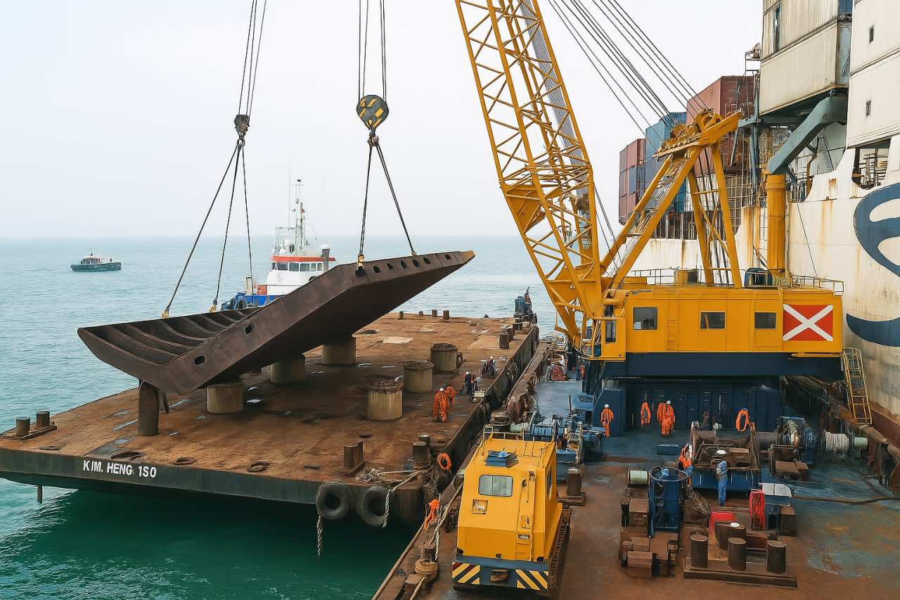 S.A. Helderberg cofferdam being lifted into place