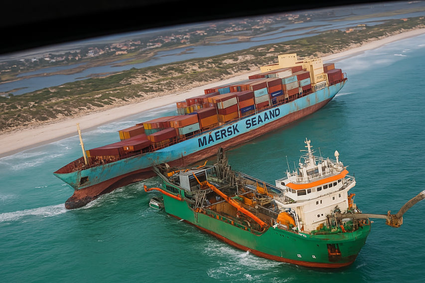 Vessel aground during a salvage operation